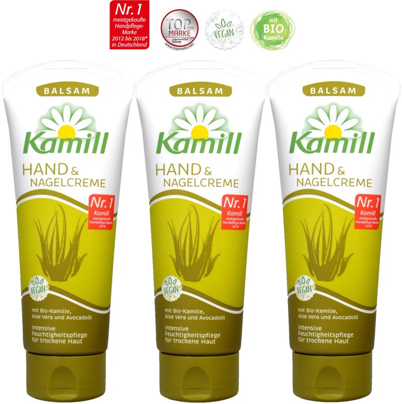 Kamill 3x100 ml Hand & Nail Cream BALSAM with BIO CamomileCamomile, Aloe Vera, Avocado Oil and Bisabolol | Germany - Image 2